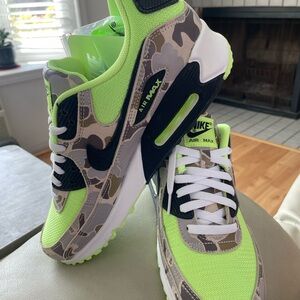 Nike Air Max Kids Sneakers - Neon Green and Camouflage